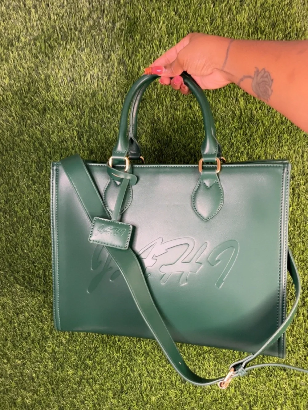 Green Embossed Tote Bag - Women Bags